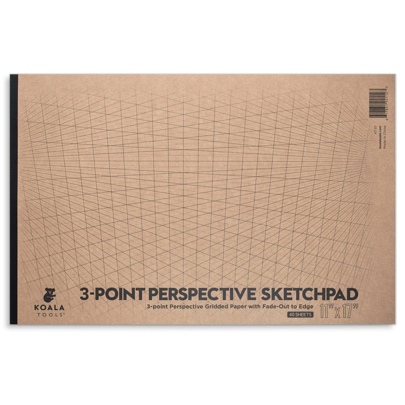 Koala Tools | Drawing Perspective (1 and 2-Point) Large Sketch Pad (3 Point - 11 x 17) - Image 1